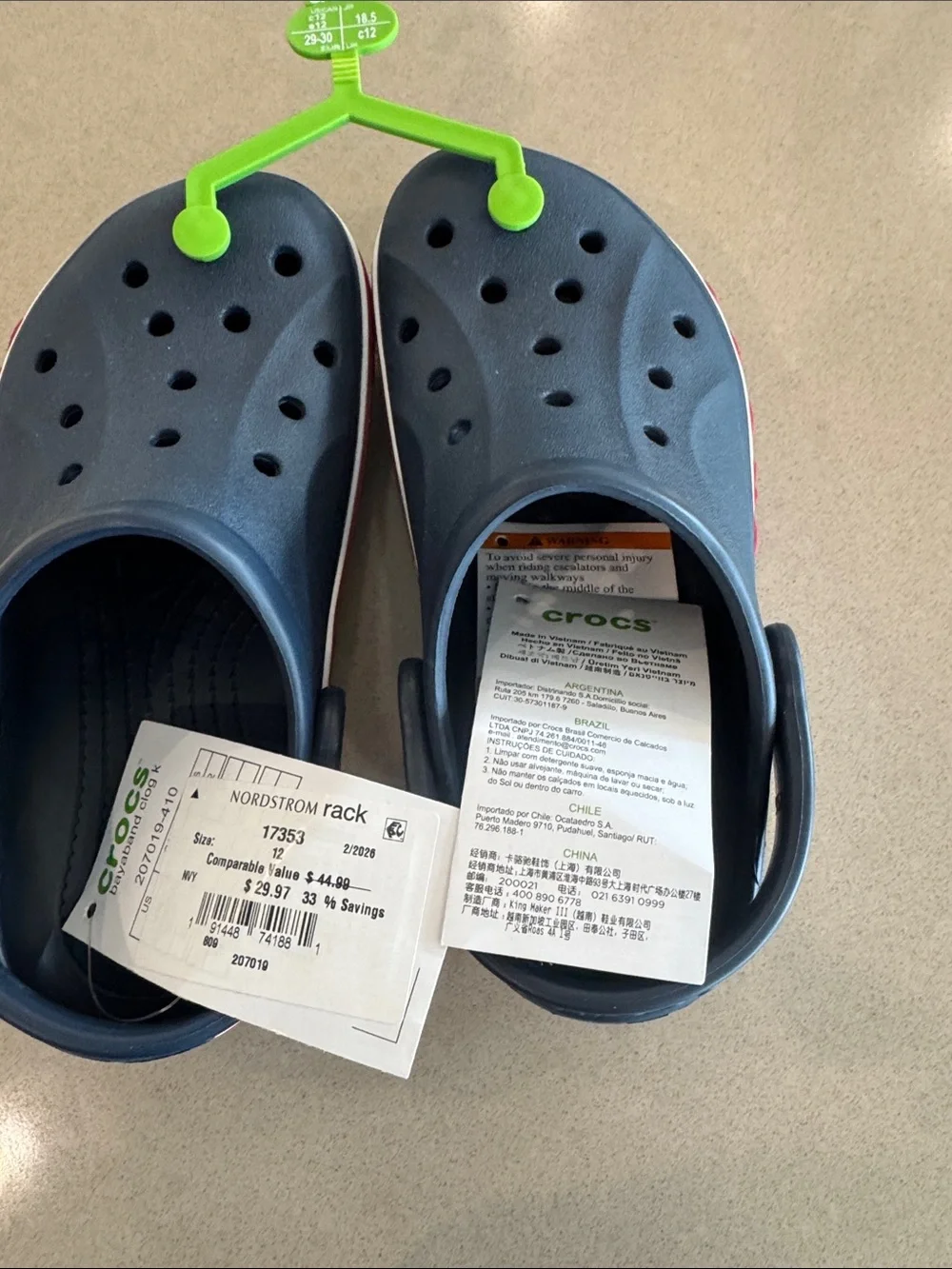 NWT Kids Crocs Bayaband Clogs Navy Red Size C12